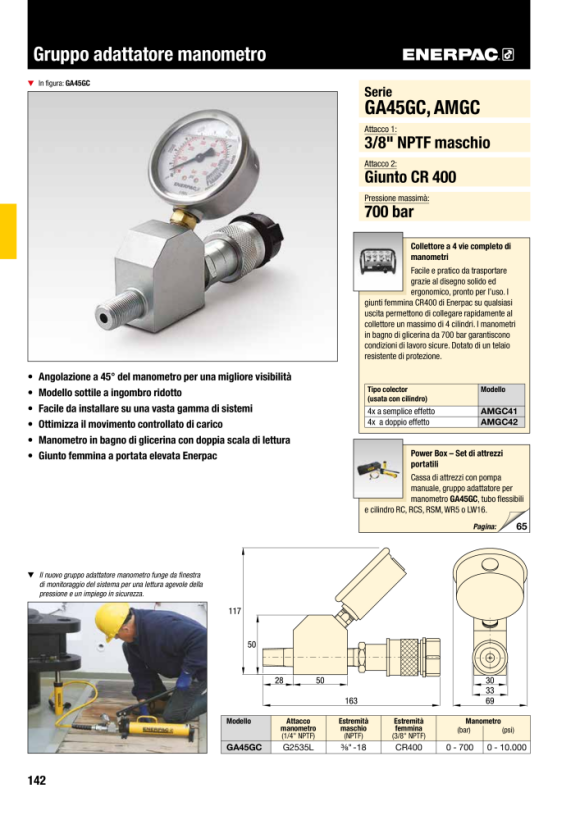 Enerpac 4-WEGE-VERTEILERBAUGRUPPE, EINFACHWIRKEND AMGC41