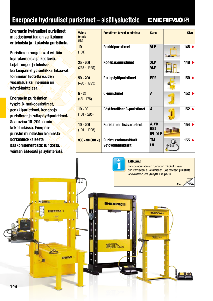 ENERPAC - TEOLLISUUSTYÖKALUT NO.: 21056 - Page 148