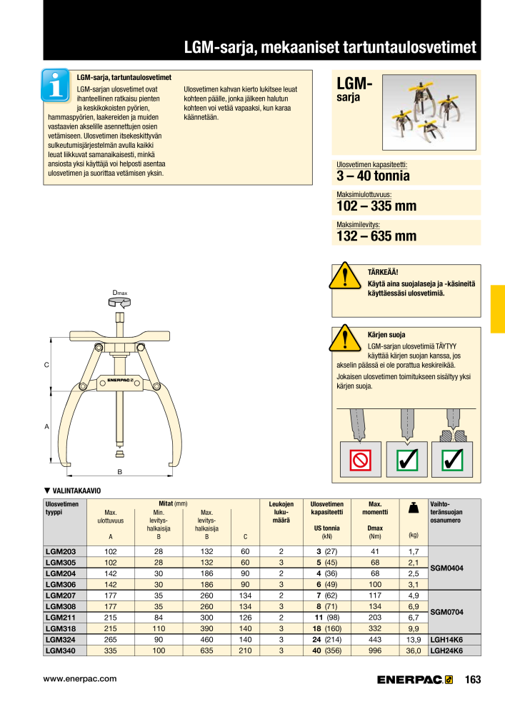 ENERPAC - TEOLLISUUSTYÖKALUT NR.: 21056 - Pagina 165