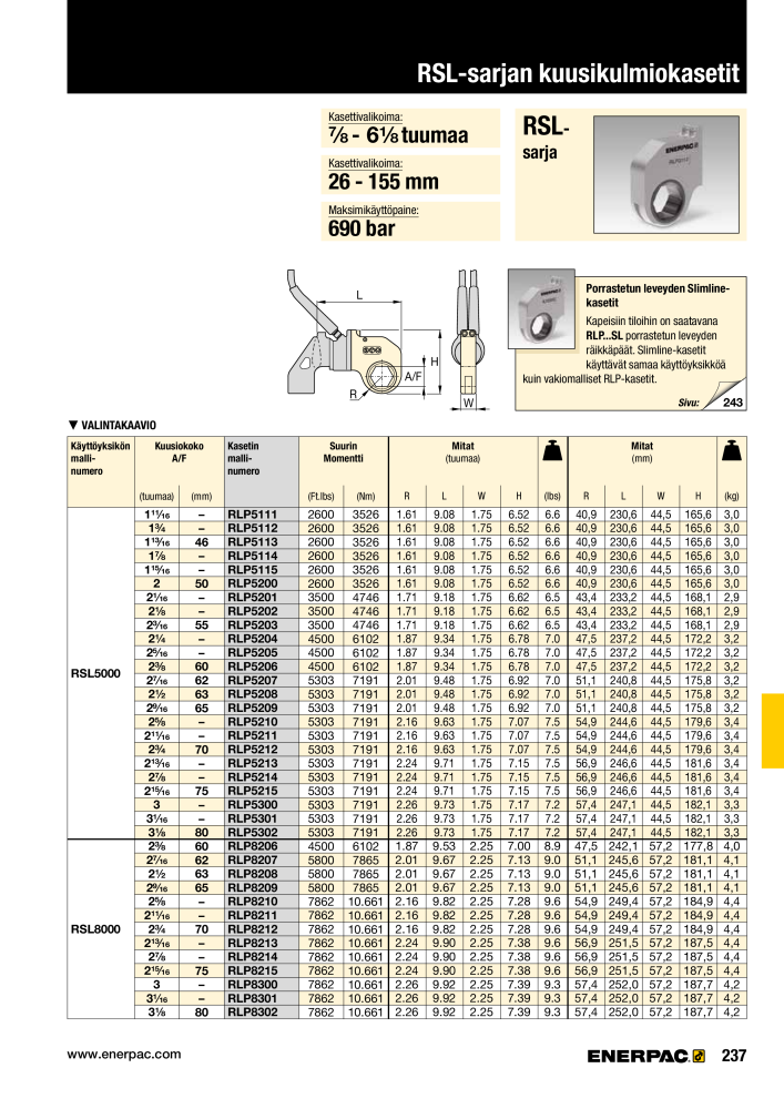 ENERPAC - TEOLLISUUSTYÖKALUT n.: 21056 - Pagina 239