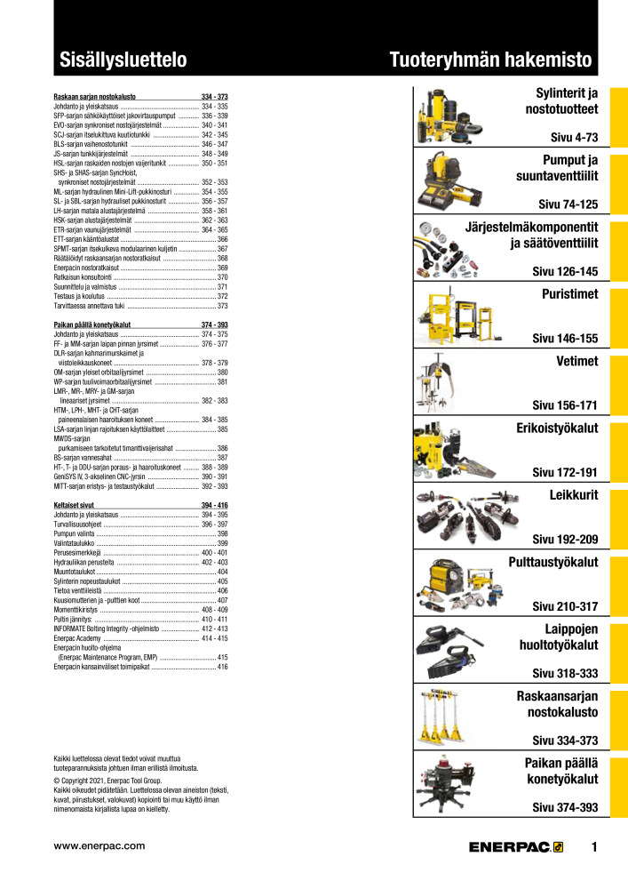 ENERPAC - TEOLLISUUSTYÖKALUT NEJ.: 21056 - Sida 3