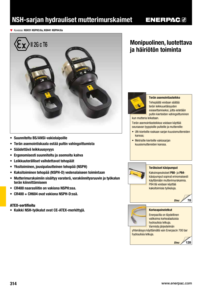 ENERPAC - TEOLLISUUSTYÖKALUT Nº: 21056 - Página 316