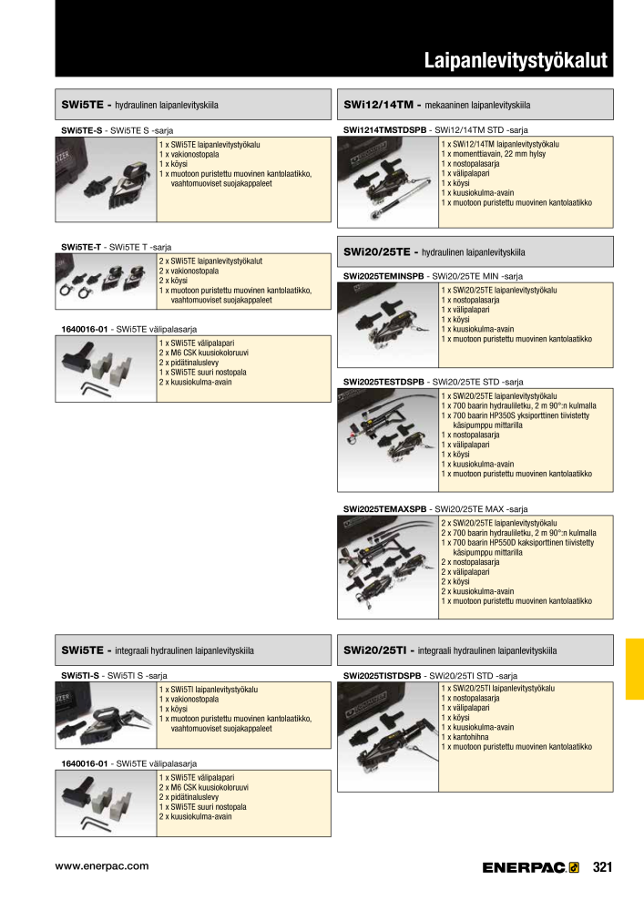 ENERPAC - TEOLLISUUSTYÖKALUT Nº: 21056 - Página 323