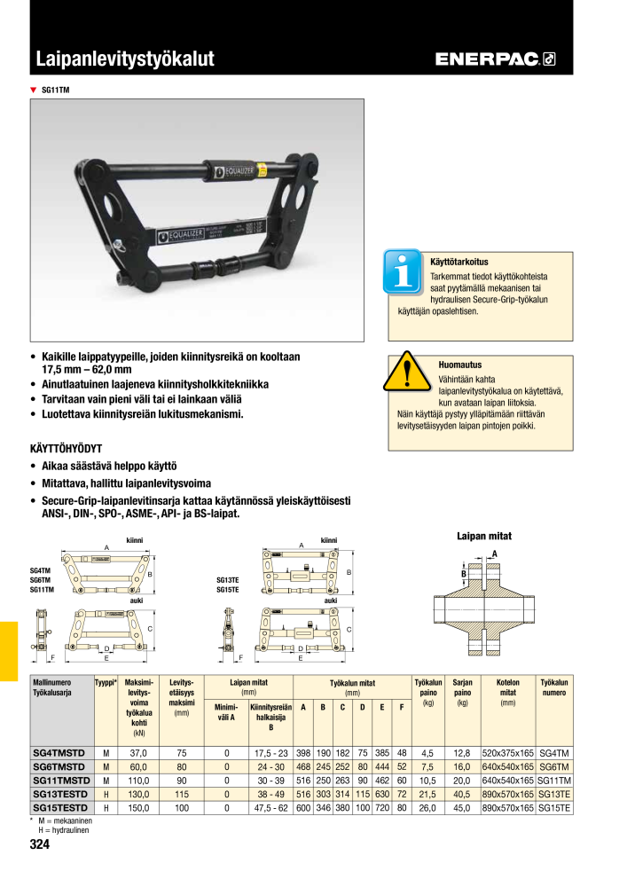 ENERPAC - TEOLLISUUSTYÖKALUT Nb. : 21056 - Page 326