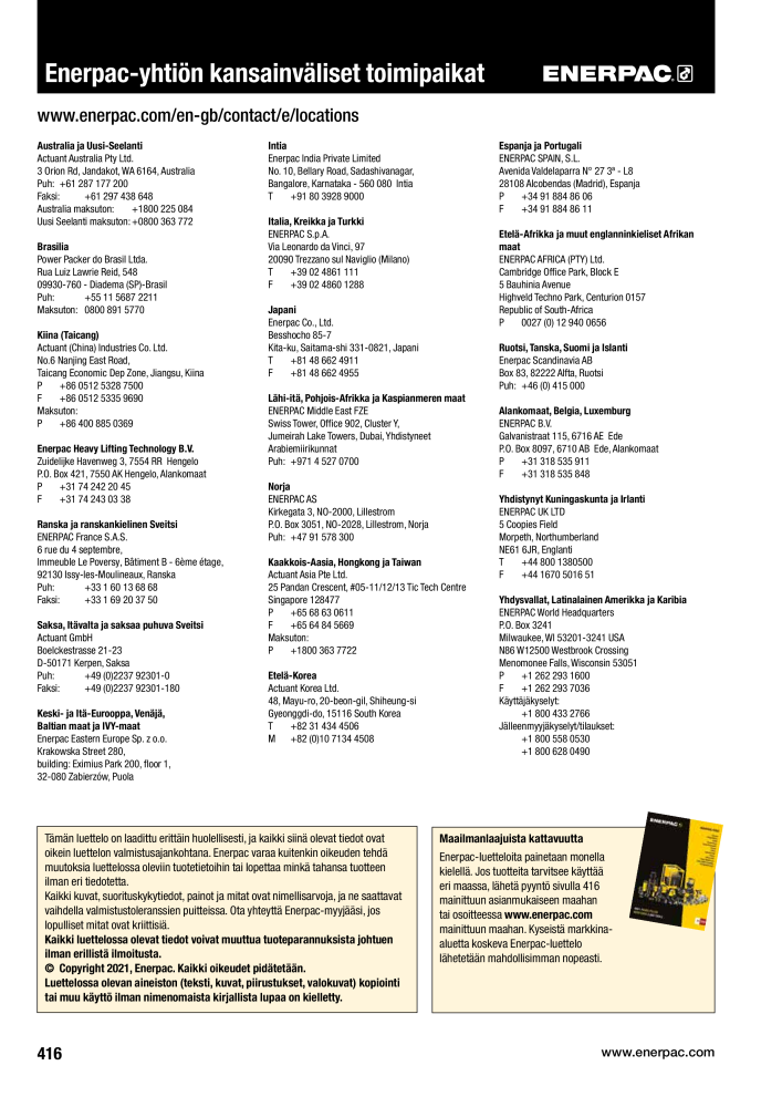 ENERPAC - TEOLLISUUSTYÖKALUT n.: 21056 - Pagina 418