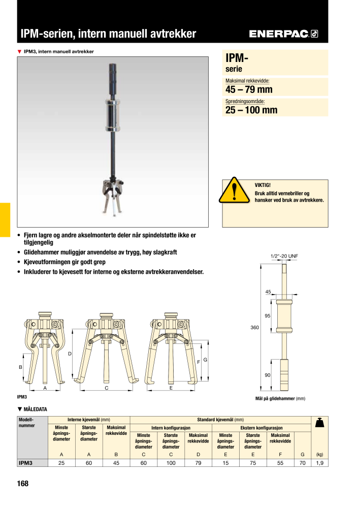 ENERPAC - INDUSTRIVERKTØY NR.: 21058 - Strona 170