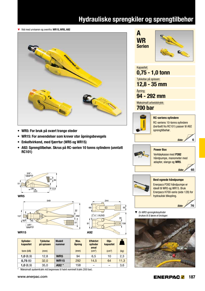 ENERPAC - INDUSTRIVERKTØY NR.: 21058 - Strona 189