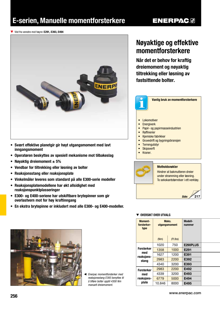 ENERPAC - INDUSTRIVERKTØY NEJ.: 21058 - Sida 258