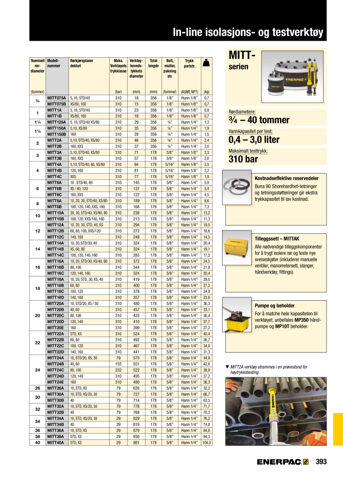 ENERPAC - INDUSTRIVERKTØY NEJ.: 21058 - Sida 395