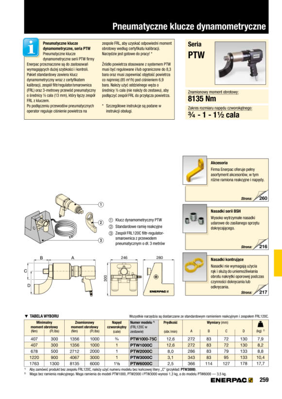 Enerpac PNEUMATISCHER DREHMOMENTSCHLÜSSEL MODELL 1000 PTW1000