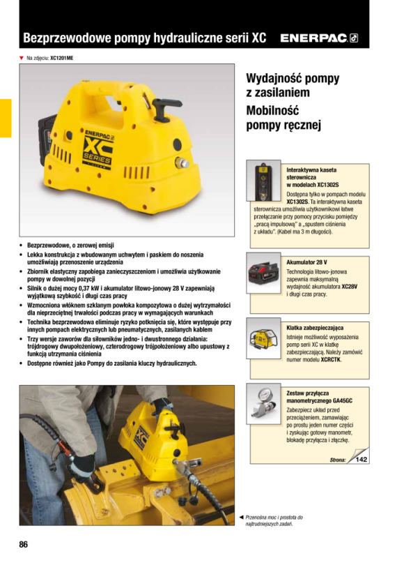 Enerpac Akku-Pumpenset, 2 l, 3/2 Mann. Ventil, 230V-Ladegerät XC1202ME