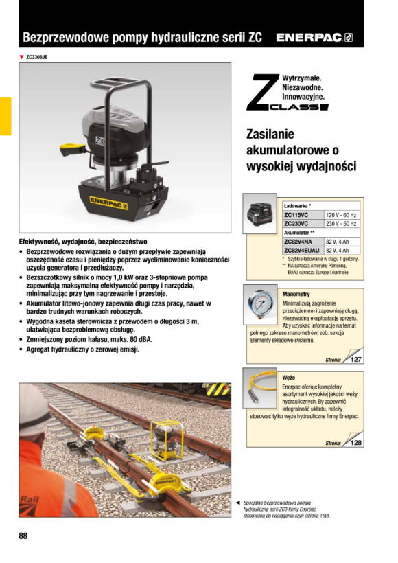 Enerpac Akku-Pumpe, VM33, 8 l, 82 V B&S-Akku, 115 V Ladegerät ZC3308JB