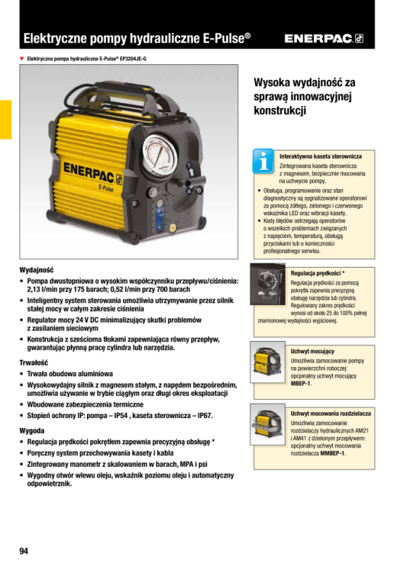 Enerpac Pumpe, elektrisch, 3-Wege-Sol, Dump & Hold, 230 V, mit Manometer EP3304SE-G