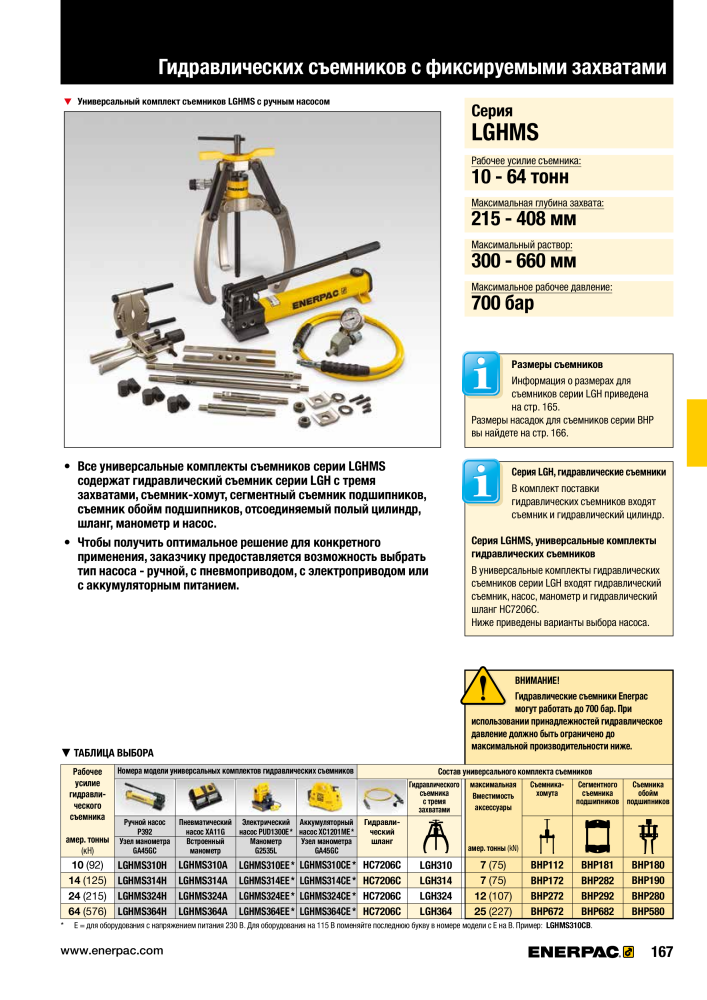 ENERPAC - ПРОМЫШЛЕННЫЕ ИНСТРУМЕНТЫ NR.: 21062 - Pagina 169