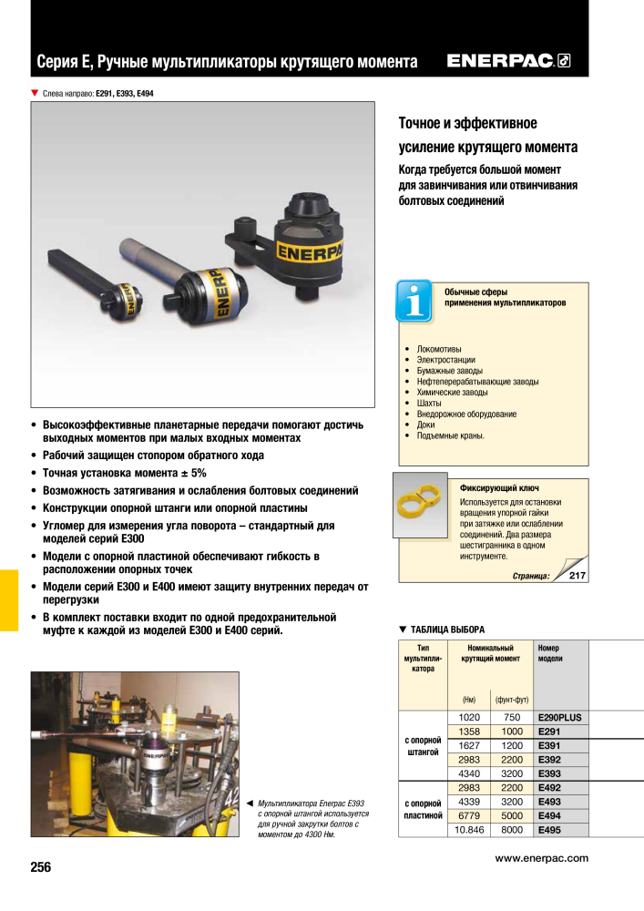 ENERPAC - ПРОМЫШЛЕННЫЕ ИНСТРУМЕНТЫ Nb. : 21062 - Page 258