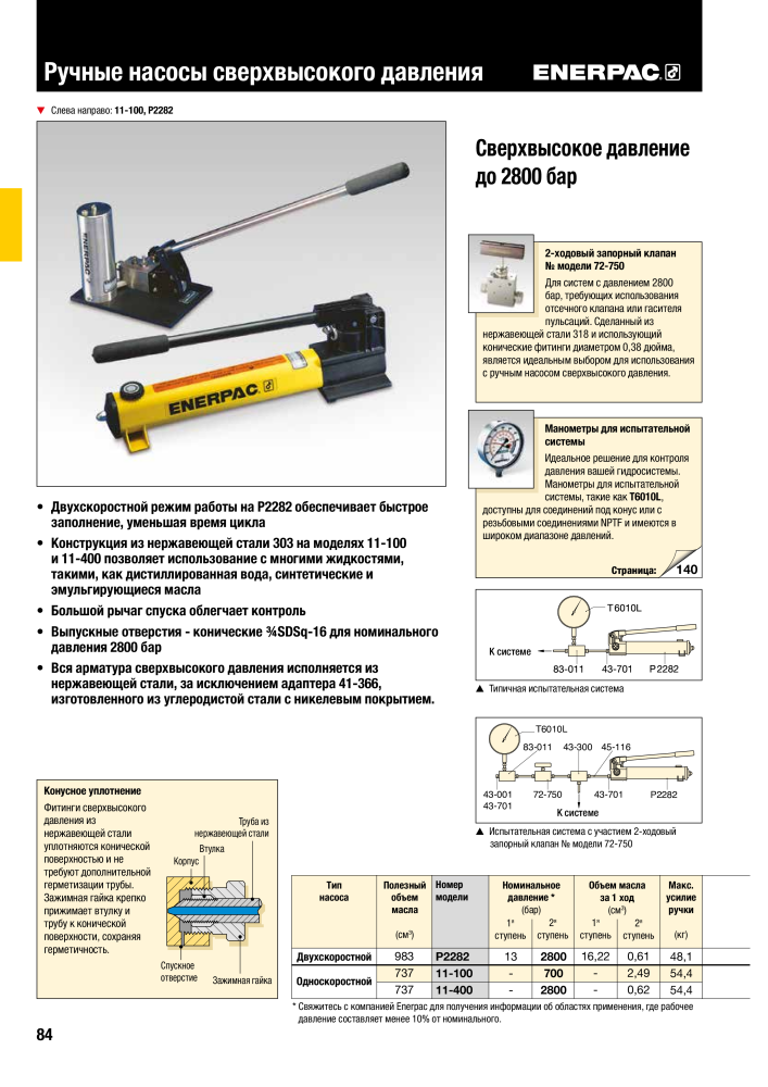 ENERPAC - ПРОМЫШЛЕННЫЕ ИНСТРУМЕНТЫ Nb. : 21062 - Page 86