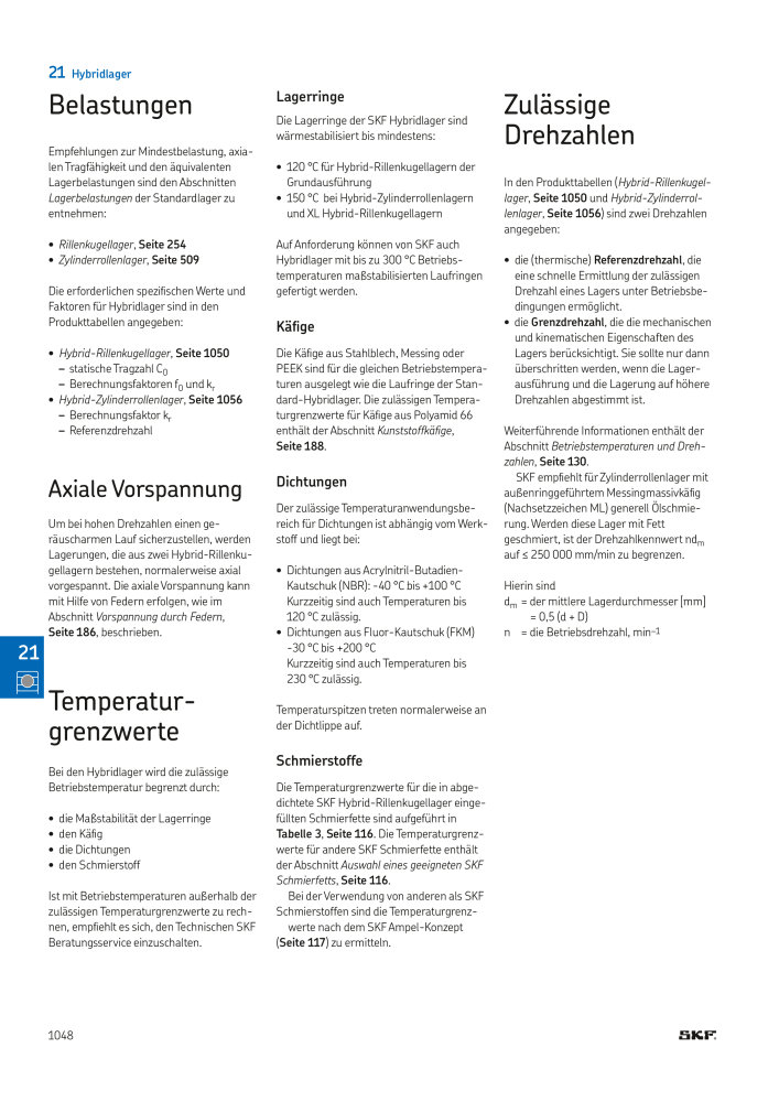 SKF - Wälzlager NR.: 21089 - Seite 1050