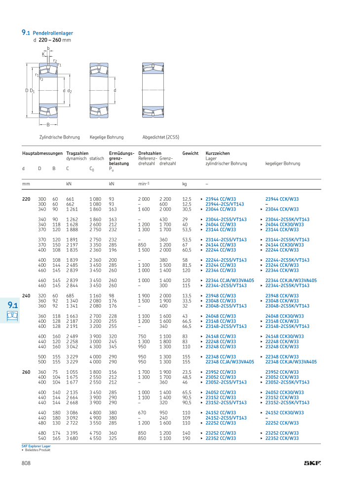 SKF - Wälzlager NR.: 21089 - Seite 810