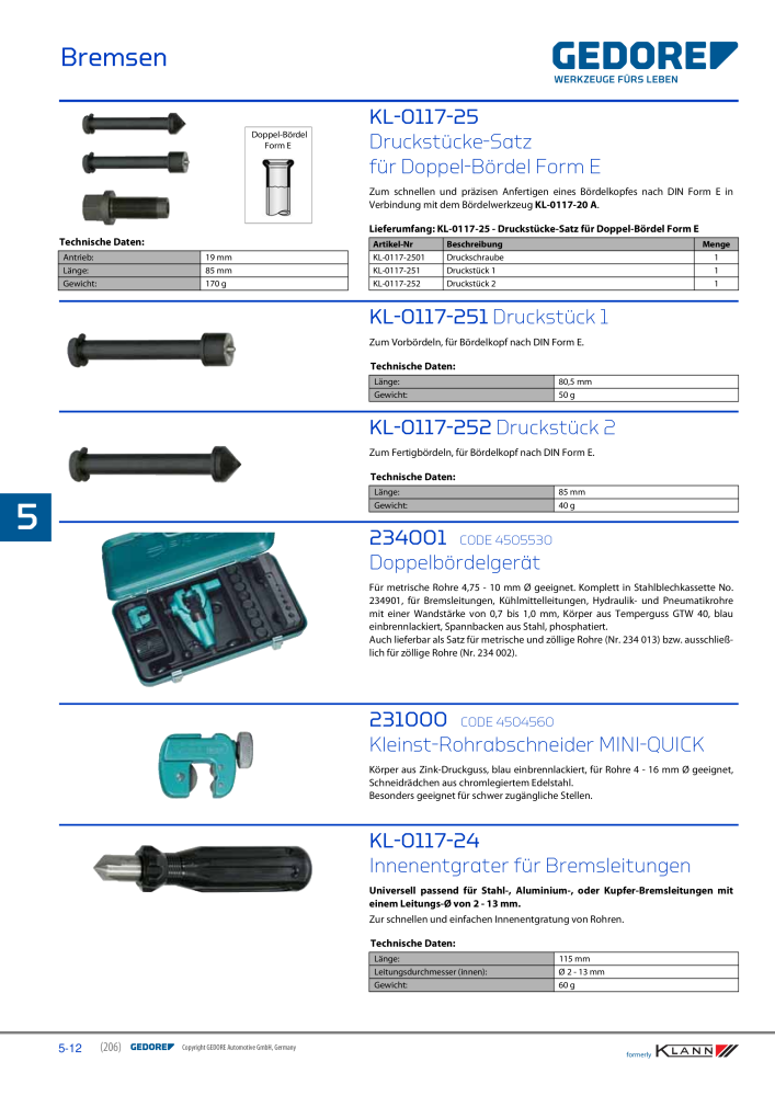 GEDORE Automotive KLANN Werkzeuge für Bremsen NR.: 211 - Seite 12