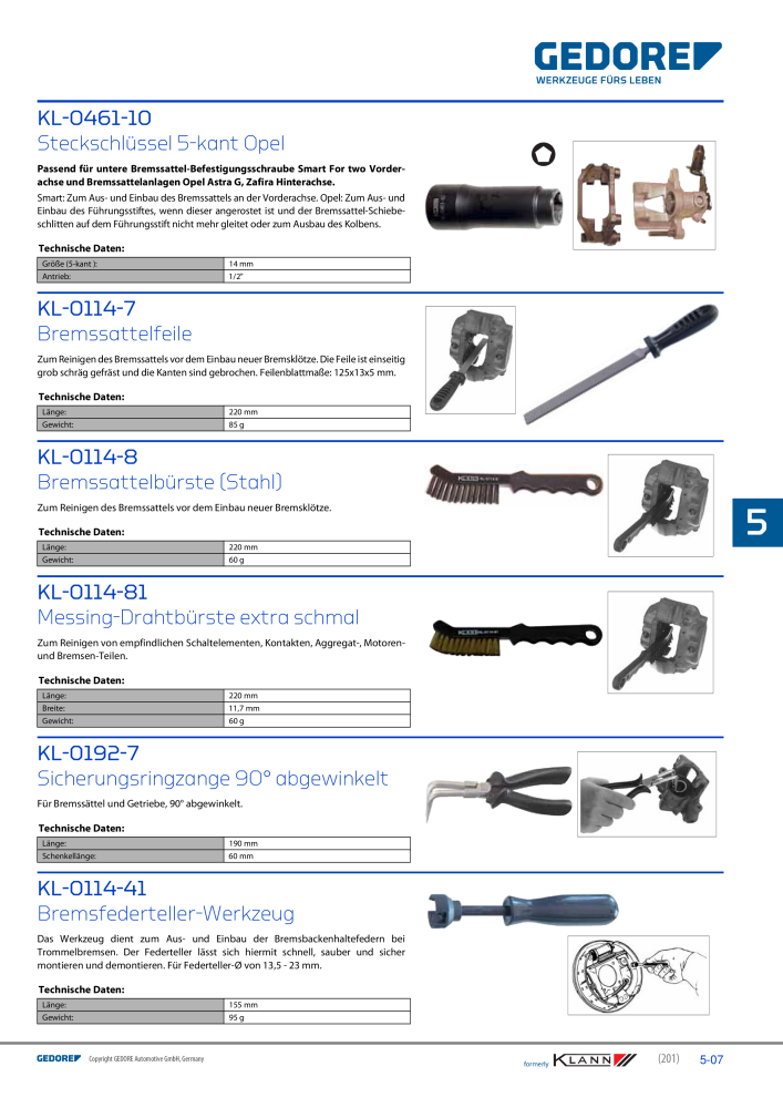 GEDORE Automotive KLANN Werkzeuge für Bremsen NO.: 211 - Page 7