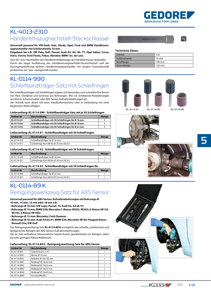 GEDORE Automotive KLANN Werkzeuge für Bremsen NR.: 211 - Seite 9