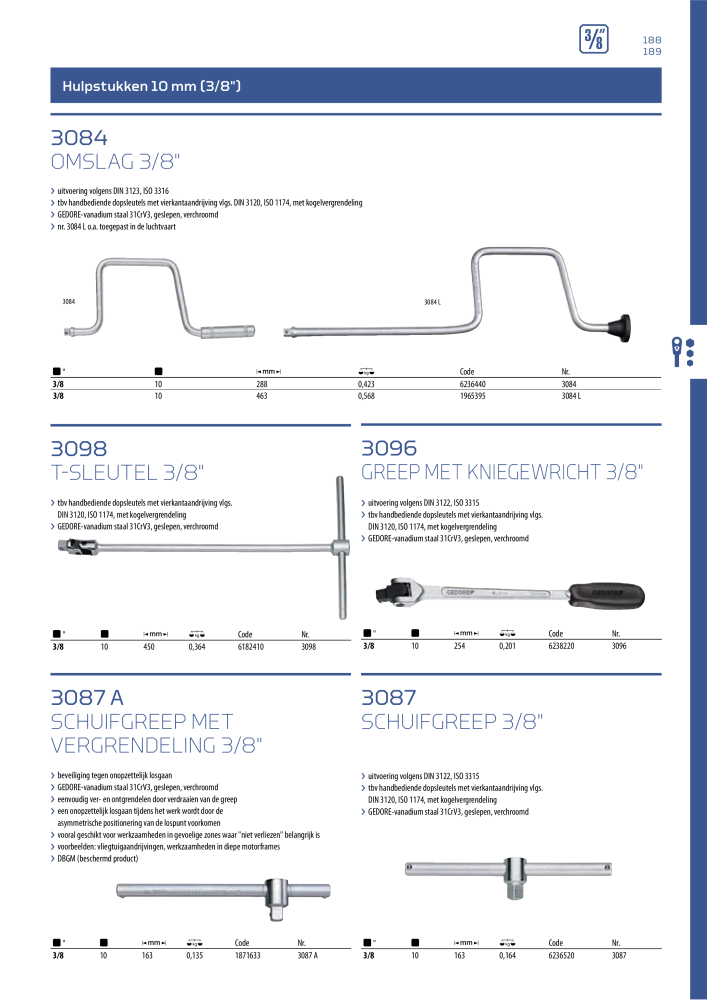 GEDORE Algemene catalogus NR.: 2110 - Pagina 189