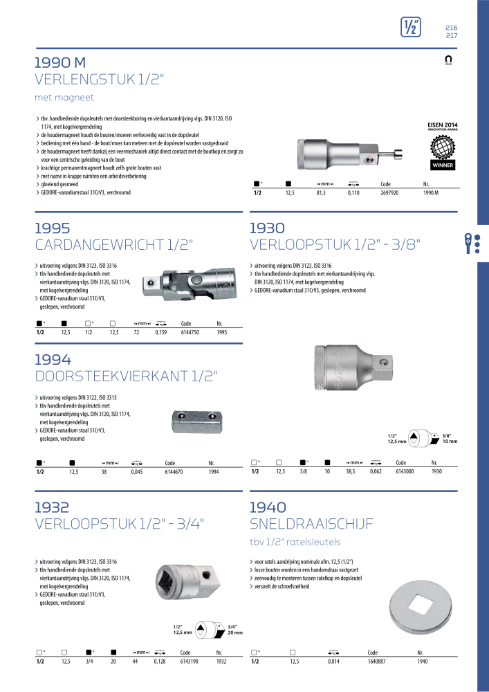 GEDORE Algemene catalogus NR.: 2110 - Pagina 217