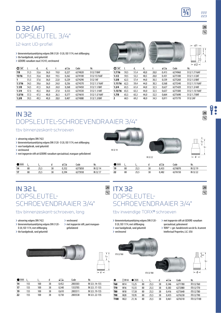 GEDORE Algemene catalogus NO.: 2110 - Page 223