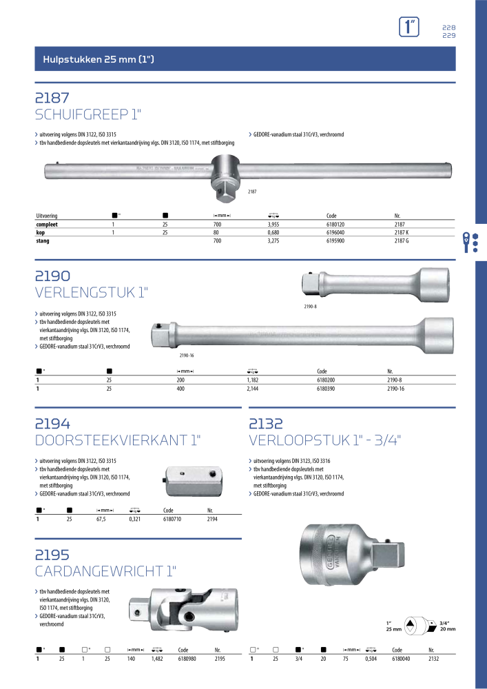 GEDORE Algemene catalogus Nº: 2110 - Página 229