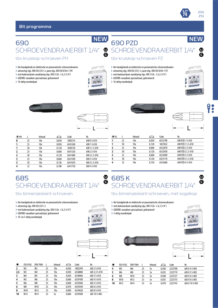 GEDORE Algemene catalogus NR.: 2110 - Pagina 251