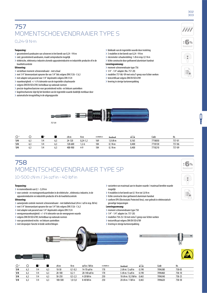 GEDORE Algemene catalogus NO.: 2110 - Page 303