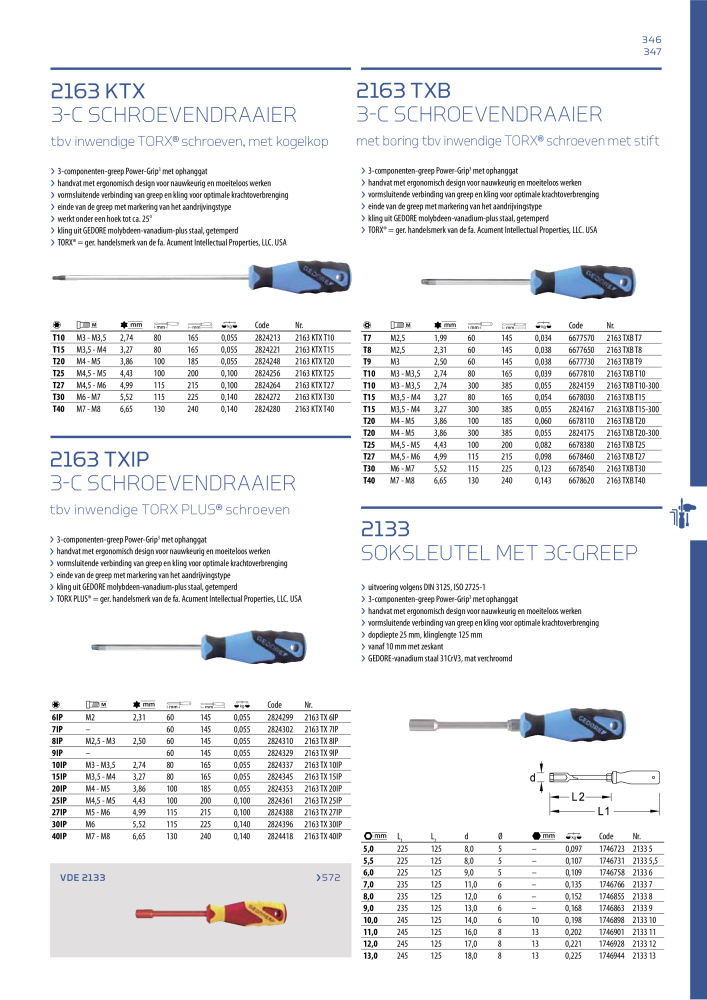 GEDORE Algemene catalogus Nº: 2110 - Página 347