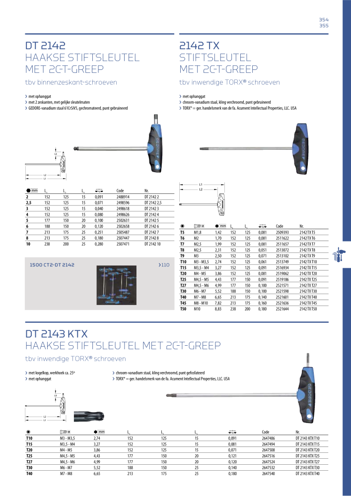 GEDORE Algemene catalogus Nº: 2110 - Página 355