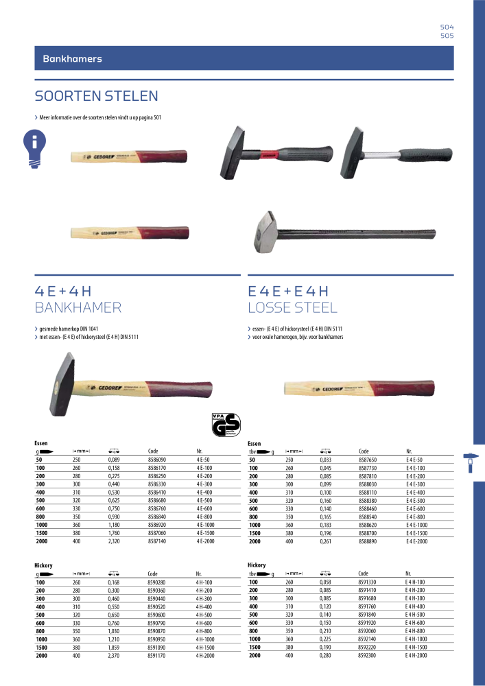 GEDORE Algemene catalogus NR.: 2110 - Seite 505