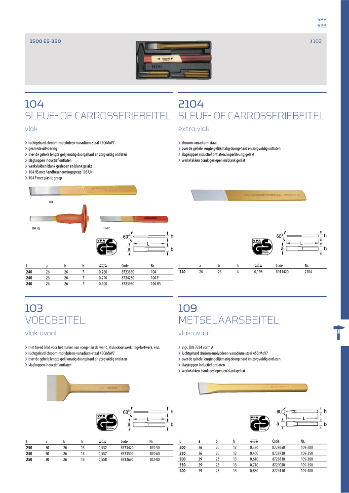 GEDORE Algemene catalogus Nº: 2110 - Página 523
