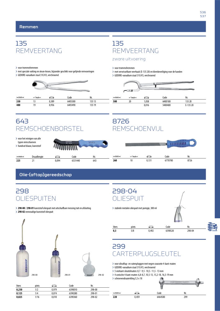 GEDORE Algemene catalogus NR.: 2110 - Pagina 537