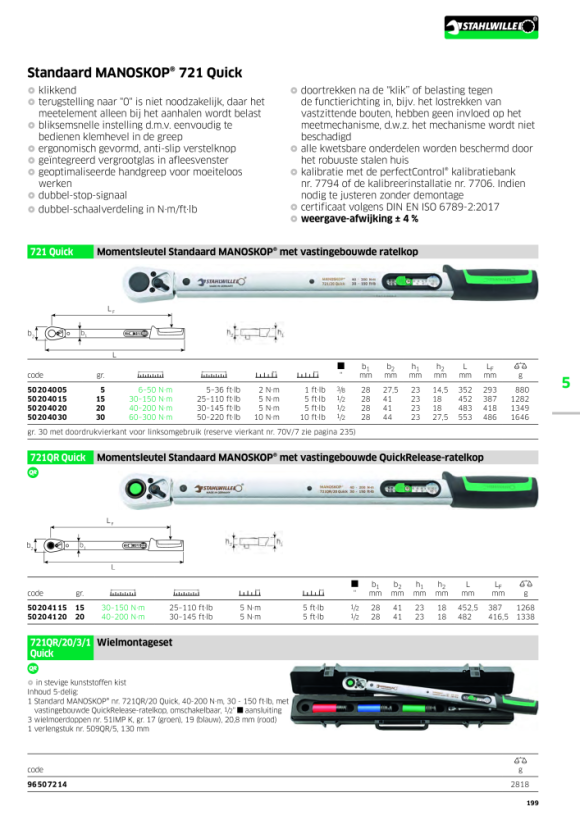 STAHLWILLE 721/30 QUICK Torque Wrench With Cut-Out 50204030