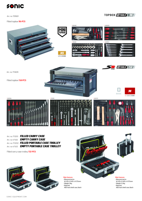 Sonic Cassetta degli attrezzi, vuota, 485x410x215mm 47503