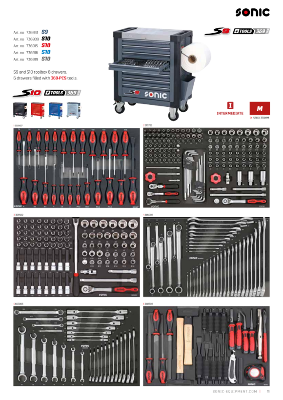 Sonic Servante d’atelier S13 remplie, 540 pièces, noir 754007