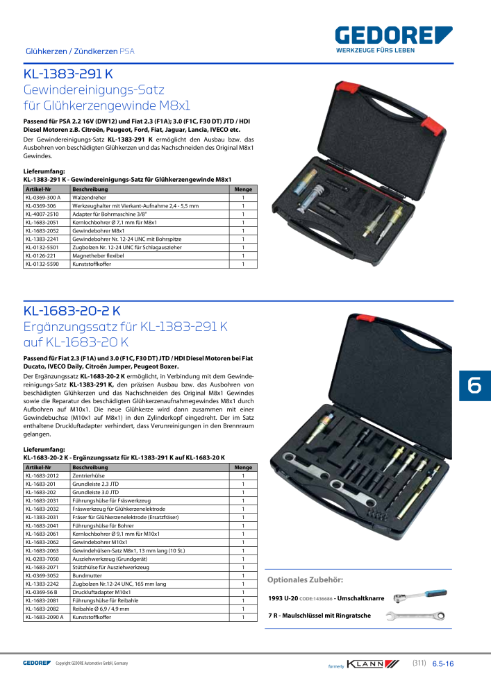 GEDORE Automotive KLANN Werkzeuge für Motoren NR.: 212 - Seite 101
