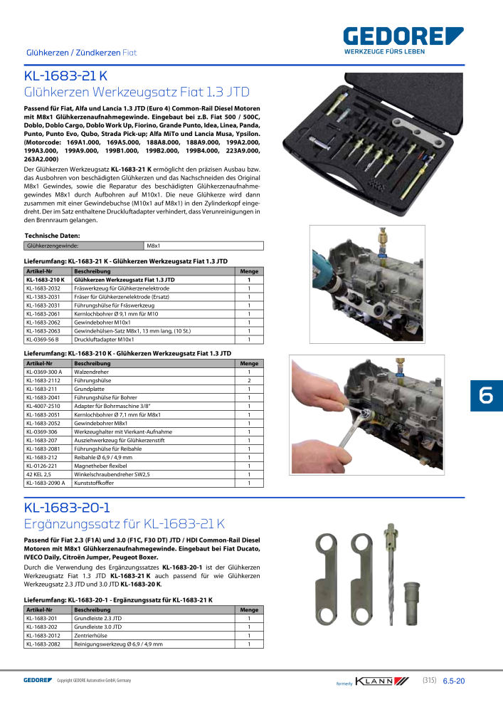 GEDORE Automotive KLANN Werkzeuge für Motoren NR.: 212 - Seite 105