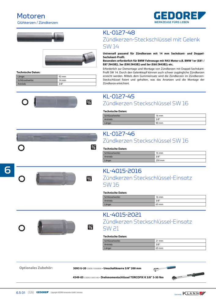 GEDORE Automotive KLANN Werkzeuge für Motoren NO.: 212 - Page 116