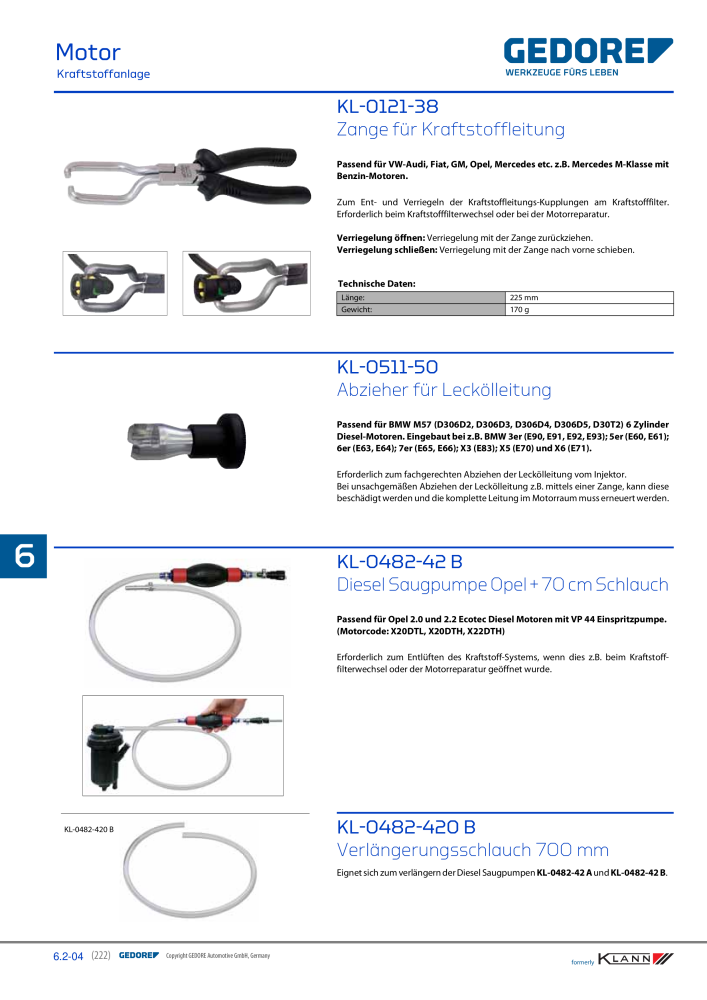GEDORE Automotive KLANN Werkzeuge für Motoren Nb. : 212 - Page 12