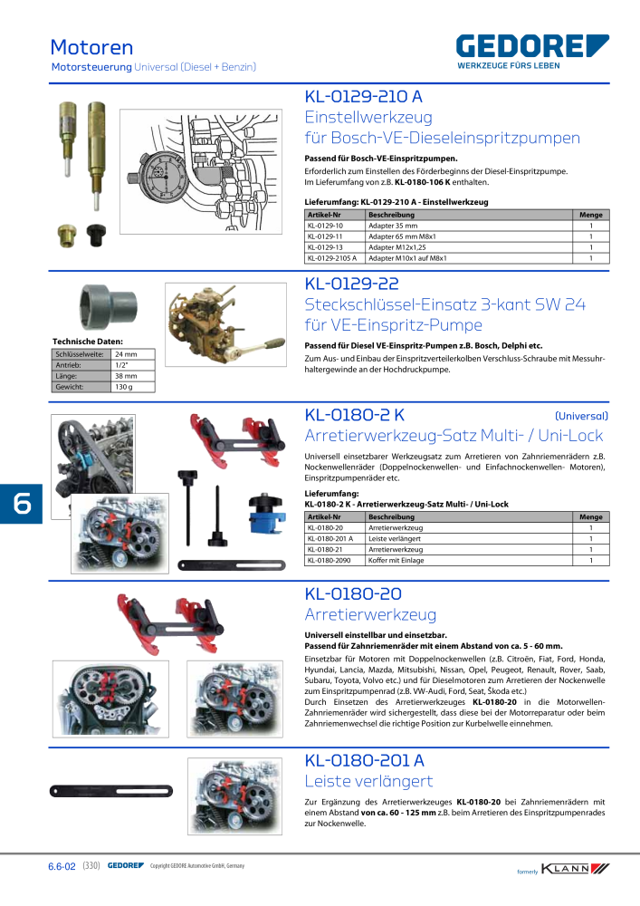 GEDORE Automotive KLANN Werkzeuge für Motoren Nb. : 212 - Page 120