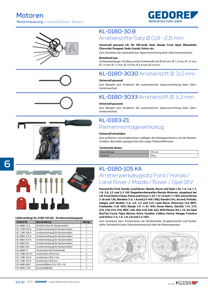 GEDORE Automotive KLANN Werkzeuge für Motoren NO.: 212 - Page 122