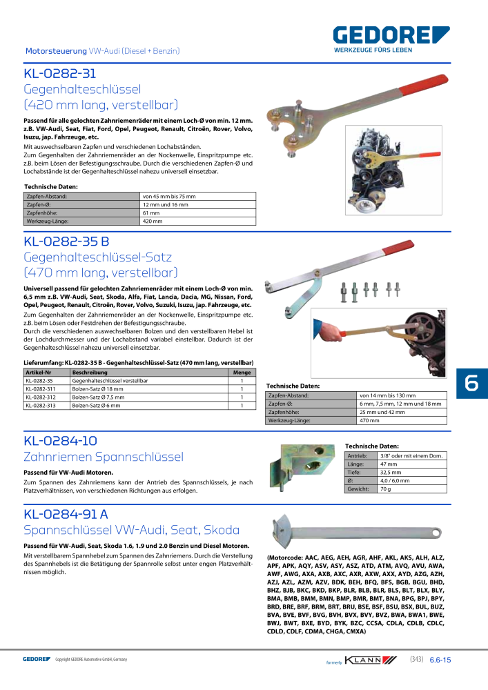 GEDORE Automotive KLANN Werkzeuge für Motoren NO.: 212 - Page 133