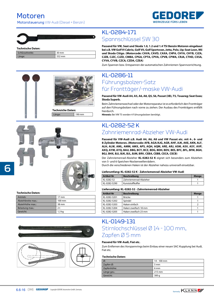 GEDORE Automotive KLANN Werkzeuge für Motoren Nb. : 212 - Page 134