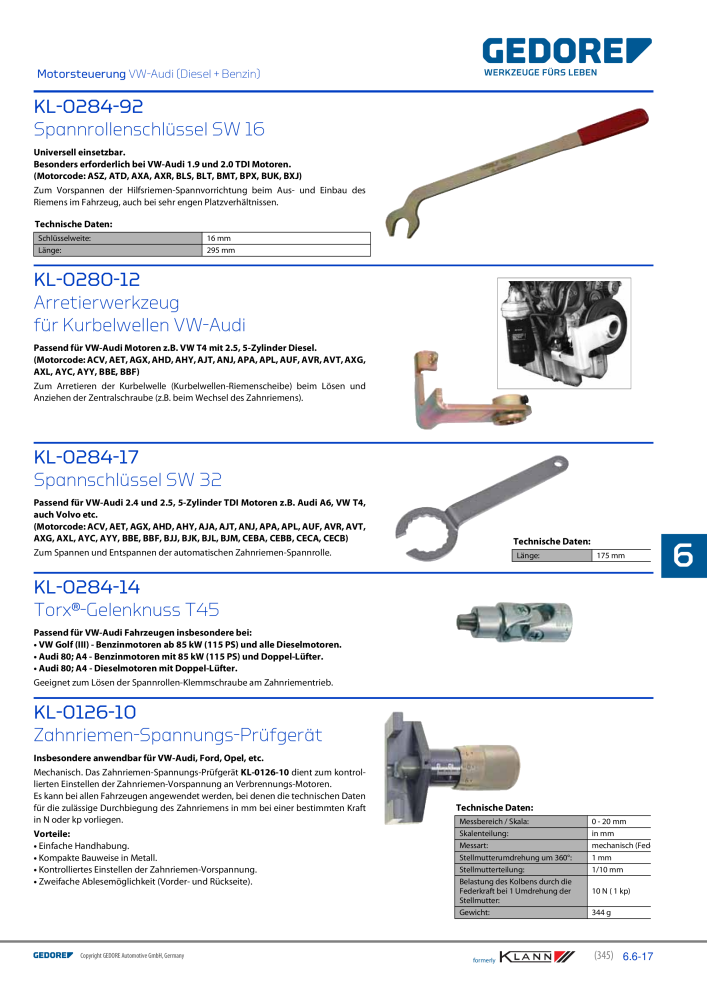 GEDORE Automotive KLANN Werkzeuge für Motoren NR.: 212 - Seite 135