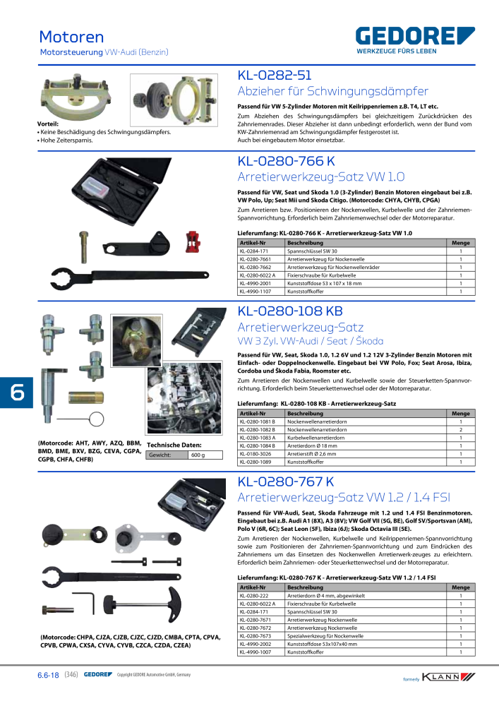 GEDORE Automotive KLANN Werkzeuge für Motoren NO.: 212 - Page 136