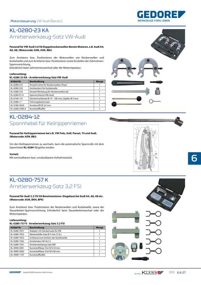 GEDORE Automotive KLANN Werkzeuge für Motoren NR.: 212 - Seite 145